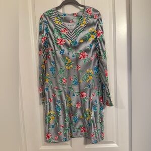 IBKUL - Women’s Striped Floral V-Neck Long-sleeved Dress.  Size M. Super Cute!!